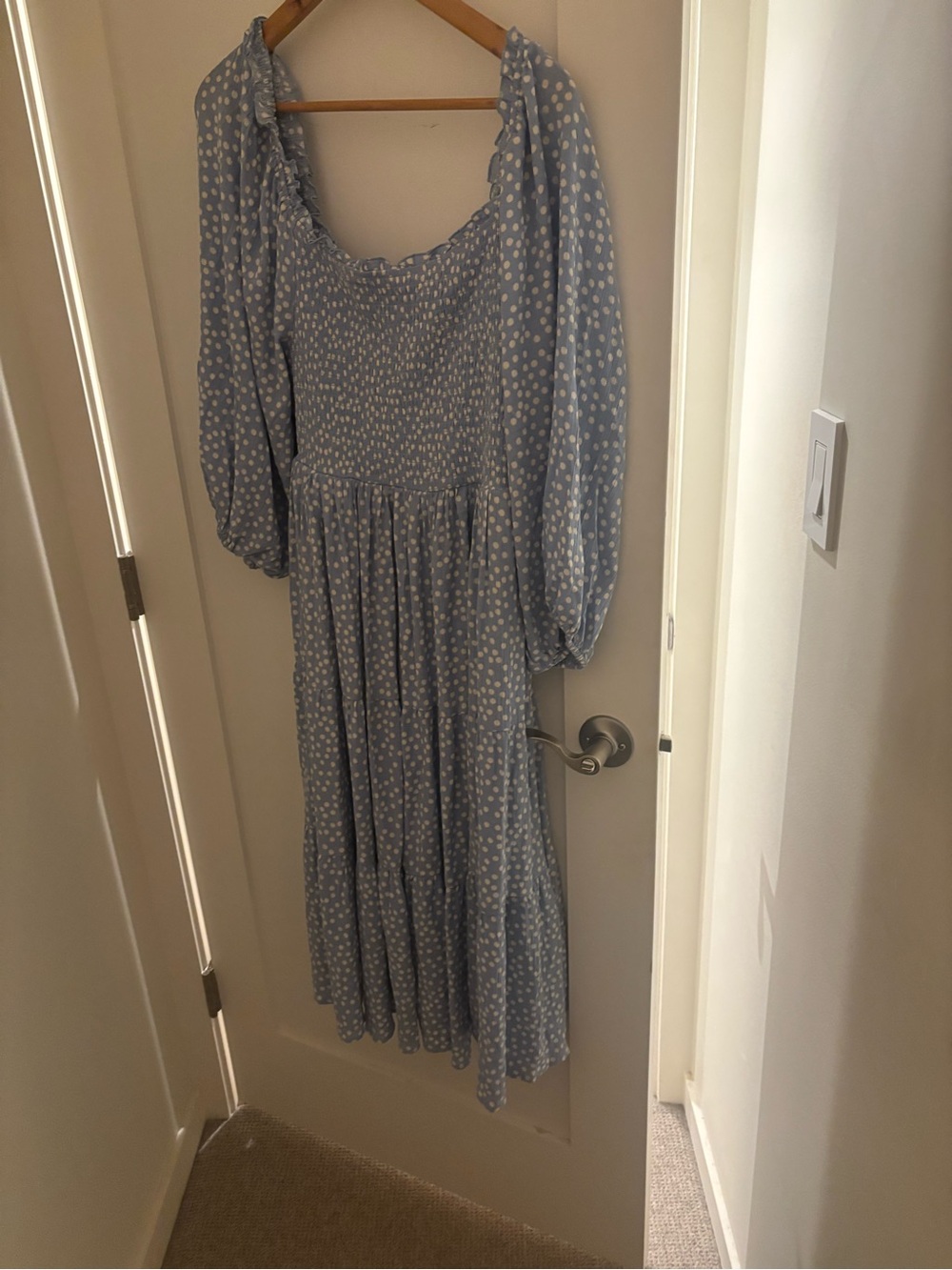 torrid Light Blue Polka Dot Smocked Maxi Dress